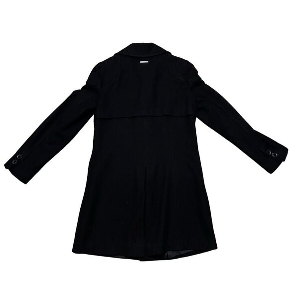 DKNY Jeans Pea Coat Women's Size Petite Small Black Long Sleeve Wool Blend - Picture 4 of 11